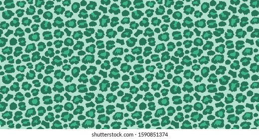 Leopard. Seamless ornament fashionable turquoise pastel green mint color background. Vector illustration. Pattern, print, Wallpaper, fabric, packaging, website, fashion 2020, Neo mint