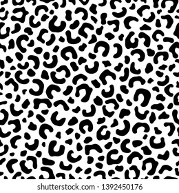 Leopard seamless pattern. Abstract animal style backdrop. Great for print on fabric and wrapping paper. Black and white. Vector illustration.