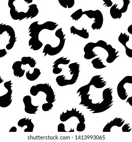 Leopard Seamless Pattern. Animal fur background. Black White vector illustration