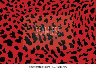 Leopard seamless pattern. Animal print. Vector background. Animal skin, tiger stripes, abstract pattern, line background, fabric. Amazing hand drawn vector illustration. Red and black artwork
