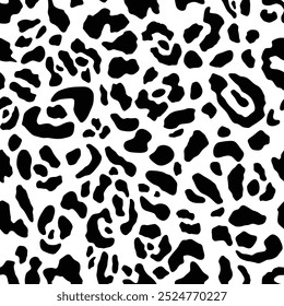 Leopard seamless pattern. Animal print. Monochrome black and white decorative texture for fabricand textile. Modern ornament of stylized cheetah skin. Vector background