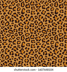 Leopard seamless pattern. Animal skin print. Repeating spots motif. Wildlife, natural camouflage texture. Savannah safari inspired background. Vector abstract wallpaper