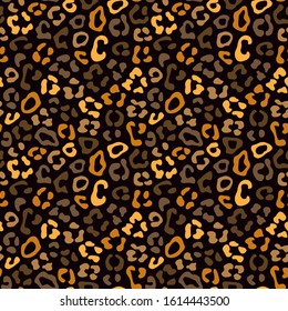 Leopard seamless pattern. Animal skin print. Repeating spots motif. Wildlife, natural camouflage texture. Savannah safari inspired background. Vector abstract wallpaper