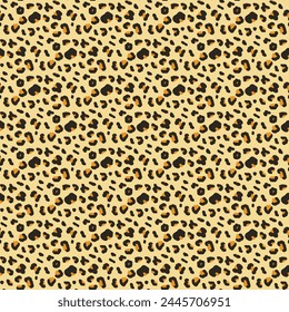 Patrón sin costuras de leopardo. Piel animal estampado de fondo sin fin. Exótica cubierta de repetición silvestre del arco. Manchas estilizadas simplemente adorno de bucle. Vector plano dibujado a mano ilustración.