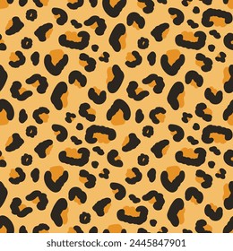 Leopard seamless pattern. Animal skin fur print endless background. Exotic wild repeat cover. Vector flat hand drawn illustration.