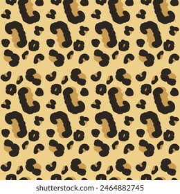 Patrón sin costuras de leopardo. Piel animal estampado de fondo sin fin. Exótica tapa de repetición salvaje. Manchas estilizadas simplemente adorno de bucle. Vector dibujado a mano ilustración.