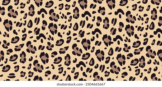 Leopard seamless pattern. Animalistic print for fabric, paper. Vector hand-drawn background