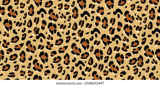 Leopard seamless pattern. Animalistic print for fabric, paper. Vector hand-drawn background