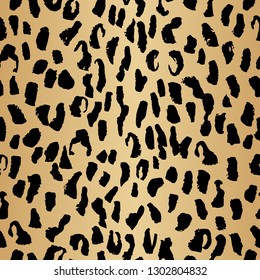 Leopard seamless pattern, in beige gradient and black colours. Hand drawn stylish fashion texture, background