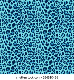 Leopard seamless pattern, blue summer design, vector illustration background