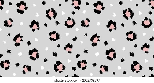 Leopard seamless pattern with brush stroke texture. Fashion stylish natural background. Vector animal skin print.