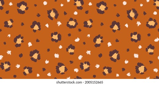 Leopard seamless pattern with brush stroke texture. Fashion stylish natural background. Vector animal skin print.