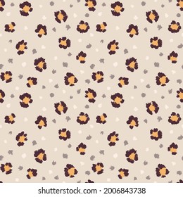 Leopard seamless pattern with brush stroke texture. Fashion stylish natural background. Vector animal skin print.