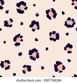 Leopard seamless pattern with brush stroke texture. Fashion stylish natural background. Vector animal skin print.