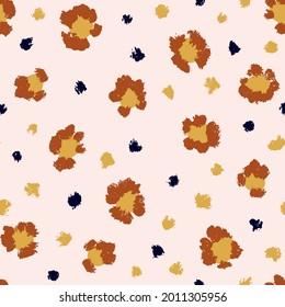 Leopard seamless pattern with brush stroke texture. Fashion stylish natural background. Vector animal skin print.