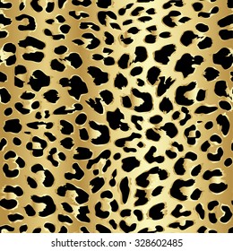 Leopard seamless pattern design in luxury gold color, vector illustration background