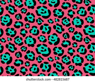 Leopard  seamless pattern design in toxic colors. Can be used in textiles, fashion, clothes, paper print and website backdrop.