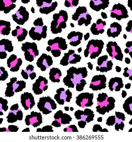 Leopard seamless pattern design, vector illustration background. Pink.