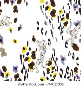 Leopard seamless pattern with dot and leopard.
Design for printed on the product.