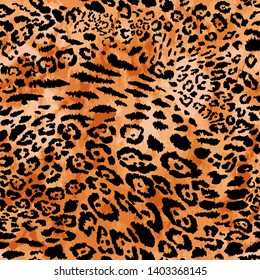 Leopard Seamless Pattern Endless Hand Drawn Leopard Animal Skin Vector  Isolated Background.Trendy pattern for printing on fabric.