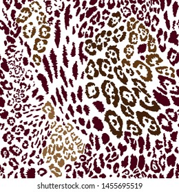 Leopard Seamless pattern Endless Hand Drawn  Animal Skin Vector Pattern Isolated Background