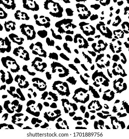 Leopard Seamless pattern Endless Hand Drawn Leopard Animal Skin Vector Pattern Isolated on white background.Trendy pattern for printing on fabric.
