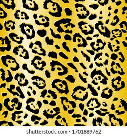 Leopard Seamless pattern Endless Hand Drawn Leopard Animal Skin Vector Pattern Isolated on orange gradient background.Trendy pattern for printing on fabric.
