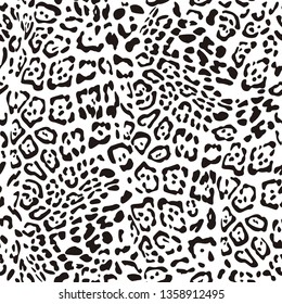 Leopard seamless pattern. Exotic wild animal skin print. Black and white spots. Skin of Cheetah, leopard, tiger. Fashionable, elegant, rich Animal abstract texture. vector illustration. EPS 10