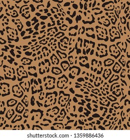 Leopard seamless pattern. Exotic wild animal skin. Brown skin of Cheetah, leopard, tiger. Fashionable, elegant, rich Animal abstract texture. print background, fabric. hand drawn vector illustration. 