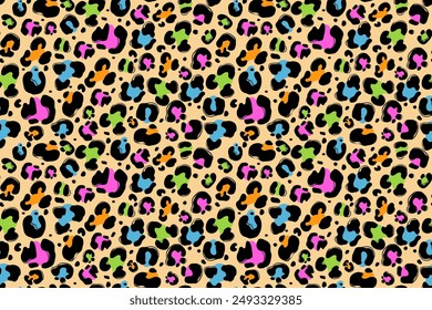 Leopard seamless pattern for fashion. Hand drawn skin animal leather texture. 