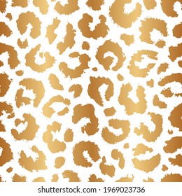 Leopard seamless pattern. Gold animal print. Elegant skin leopard, cheetah, panther or jaguar. Golden fashion pattern. Luxury fur background. Spot furry texture. Design prints. Abstract patern. Vector