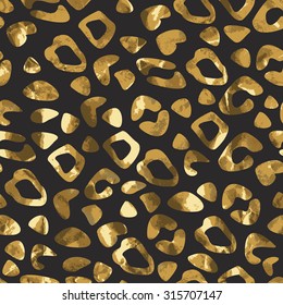 Leopard seamless pattern. Gold flash tattoo. Leopard print background. Animal print. Vector illustration.