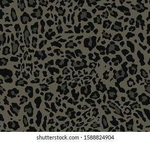 
Leopard seamless pattern. Gray background with black spots. Military camouflage style.