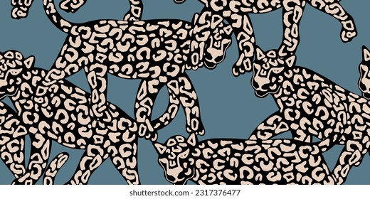 Leopard seamless pattern on green background vector. Animal fashion pattern