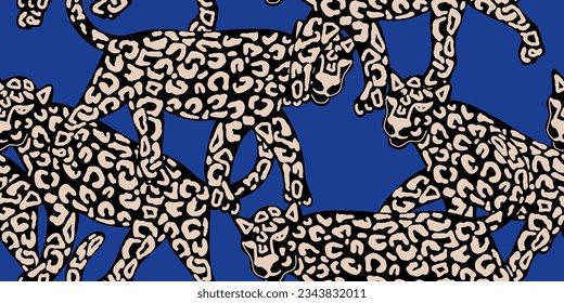 Leopard seamless pattern on green background vector. Animal fashion pattern
