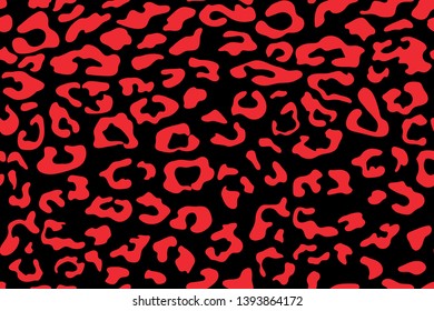 Leopard seamless pattern. Red and black Animal print. Vector background