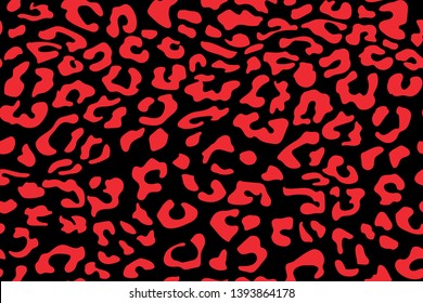 Leopard seamless pattern. Red and black Animal print. Vector background