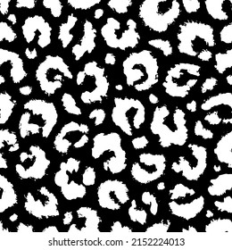 Leopard seamless pattern. Repeated animal print. Skin leopard, cheetah or panther. Repeating black pattern isolated on white background. Repeat spot texture for design prints. Vector illustration