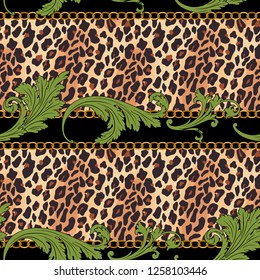 Leopard seamless pattern. Tiger skin print. Animal background. Vector illustration