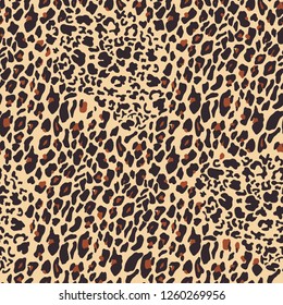 Leopard seamless pattern. Tiger skin background. Animal print. Vector illustration