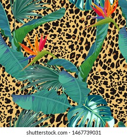 Leopard seamless pattern. Tiger skin background. Animal print. Vector illustration