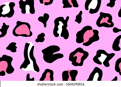 Leopard seamless pattern, trendy vector. Wild animal skin, cute jaguar. Creative pink pastel color, texture for fabric, packaging, textiles, wallpaper, clothing, printing. Vector stock illustration.