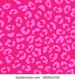 Leopard seamless pattern. Vector animal print. Light pink spots on a magenta background. Jaguar, leopard, cheetah, panther fur. Leopard skin imitation can be painted on clothes, paper or fabric.