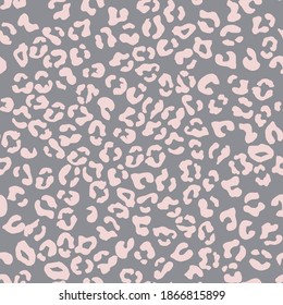 Leopard seamless pattern. Vector animal print. Beige spots on a light blue background. Jaguar, leopard, cheetah, panther fur. Leopard skin imitation can be painted on clothes, paper or fabric.