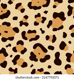 Leopard seamless pattern. Vector hand drawn wild animal leo skin, yellow cheetah texture with black and brown spots for fashion print design, fabric, textile, wrapping paper, background, wallpaper