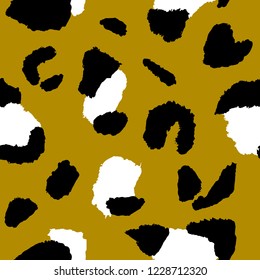 Leopard seamless pattern, vector illustration. Animal print, wild cat cheetah texture. Design for seamless wallpaper, fashion textile, background, fabric, cloth, wrapping, decor paper. African style.
