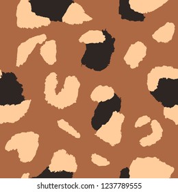 Leopard seamless pattern, vector illustration. Animal print, wild cat cheetah texture. Design for seamless wallpaper, fashion textile, background, fabric, cloth, wrapping, decor paper. African style.