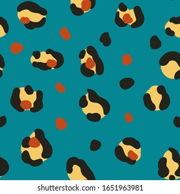 Leopard seamless pattern, vector illustration. Animal print, wild cat cheetah texture. Design for seamless wallpaper, fashion textile, background, fabric, cloth, wrapping, decor paper. African style