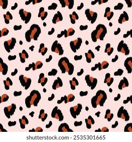 Leopard seamless pattern, vector illustration. Animal print, wild cat cheetah texture, African style.