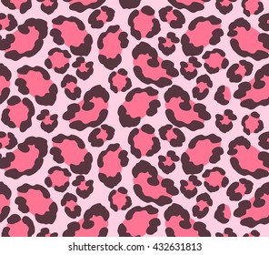 Leopard seamless pattern. Vector illustration. Jaguar skin for wallpaper, clothes wrapping, fabric, paper, cover, textile, design, background. Pink cheetah print. 